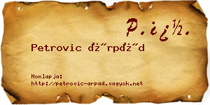 Petrovic Árpád névjegykártya